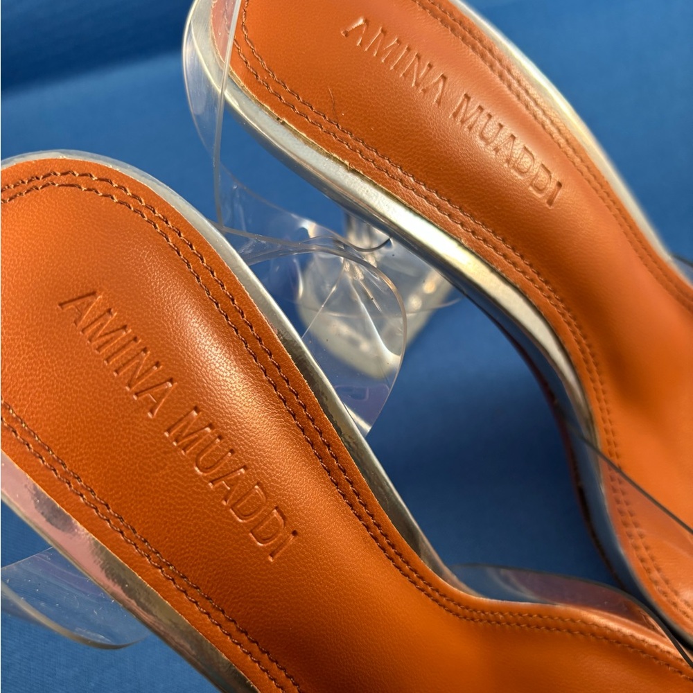 Amina Muaddi Elegant Silver Embellished Women's Mules size 39 - Picture 4 of 5